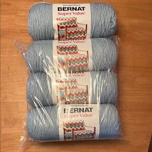 Lot of 4 Bernard Super Value Yarn - cornflower blue